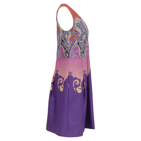 Women's Etro Sleeveless V-neck A-Line Dress in Multicolor Poylamide