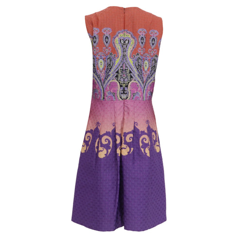 Women's Etro Sleeveless V-neck A-Line Dress in Multicolor Poylamide