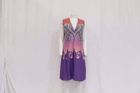 Women's Etro Sleeveless V-neck A-Line Dress in Multicolor Poylamide