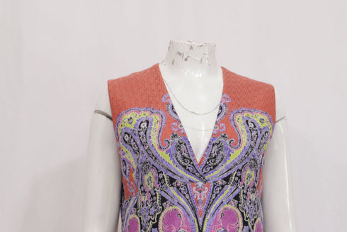 Women's Etro Sleeveless V-neck A-Line Dress in Multicolor Poylamide