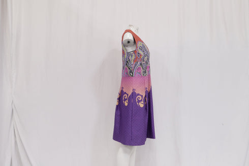 Women's Etro Sleeveless V-neck A-Line Dress in Multicolor Poylamide