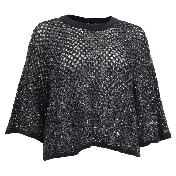 Women's Ba&sh Round-Neck Jumper in Black Polyamide