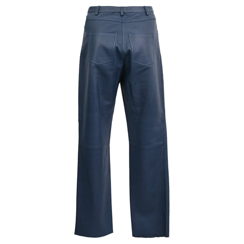 Women's Celine High Waist Trousers in Navy Blue Leather
