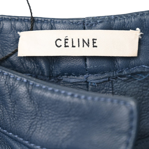 Women's Celine High Waist Trousers in Navy Blue Leather