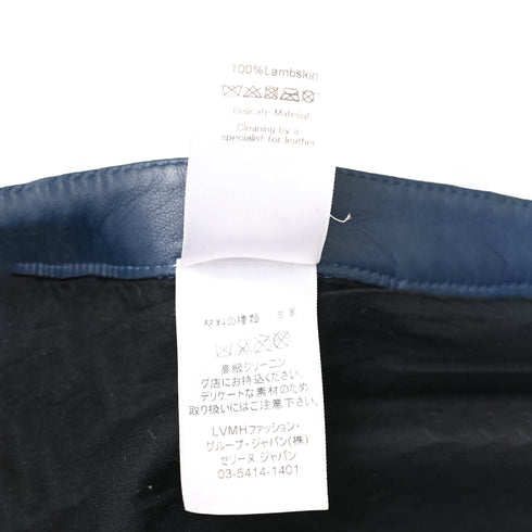 Women's Celine High Waist Trousers in Navy Blue Leather