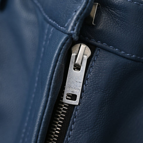 Women's Celine High Waist Trousers in Navy Blue Leather