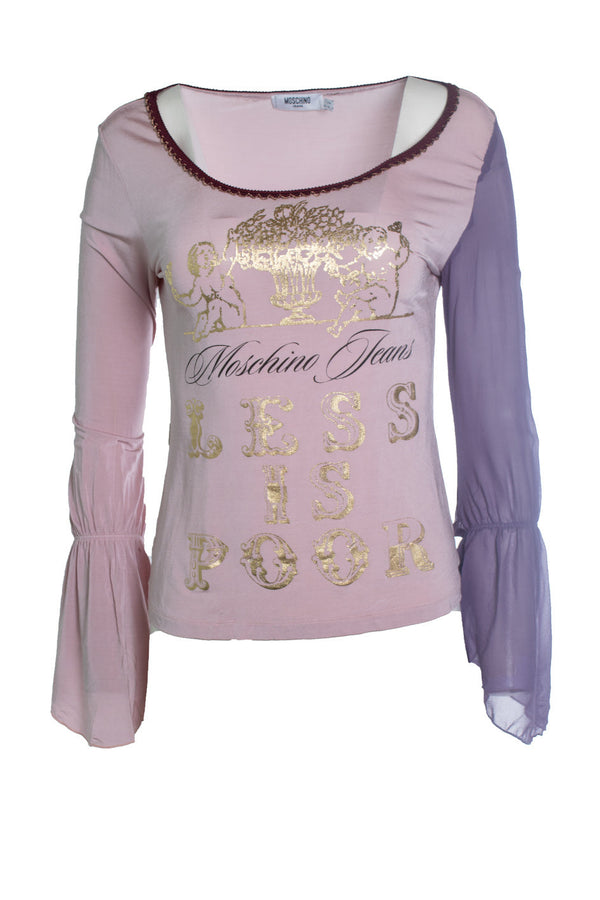 Women's Moschino Jeans, Pink top with fluttered sleeves