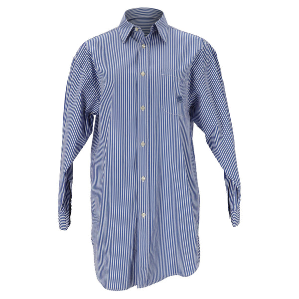 Women's Etro Striped Logo-Embroidered Shirt in Light Blue Cotton