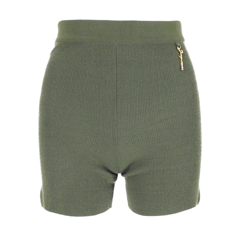 Women's Jacquemus Le Short Pralu Knit Shorts in Green Viscose