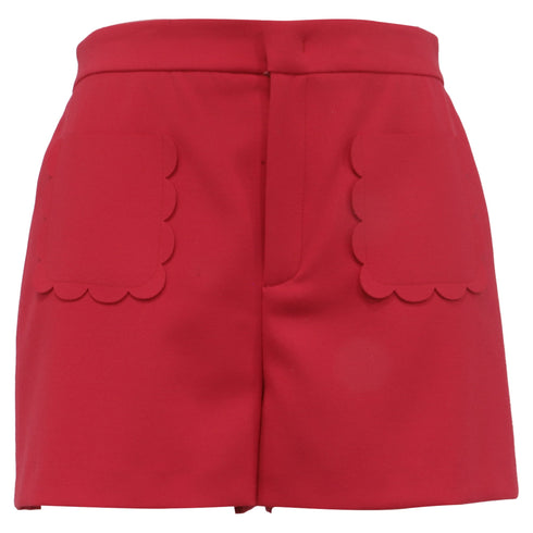 Women's Red Valentino Scallop Mini Shorts in Red Polyester