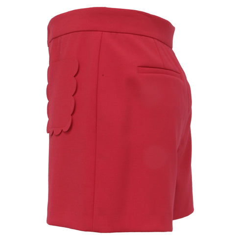 Women's Red Valentino Scallop Mini Shorts in Red Polyester