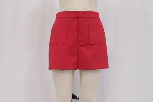 Women's Red Valentino Scallop Mini Shorts in Red Polyester