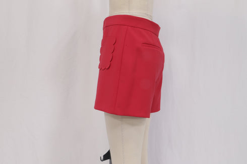 Women's Red Valentino Scallop Mini Shorts in Red Polyester