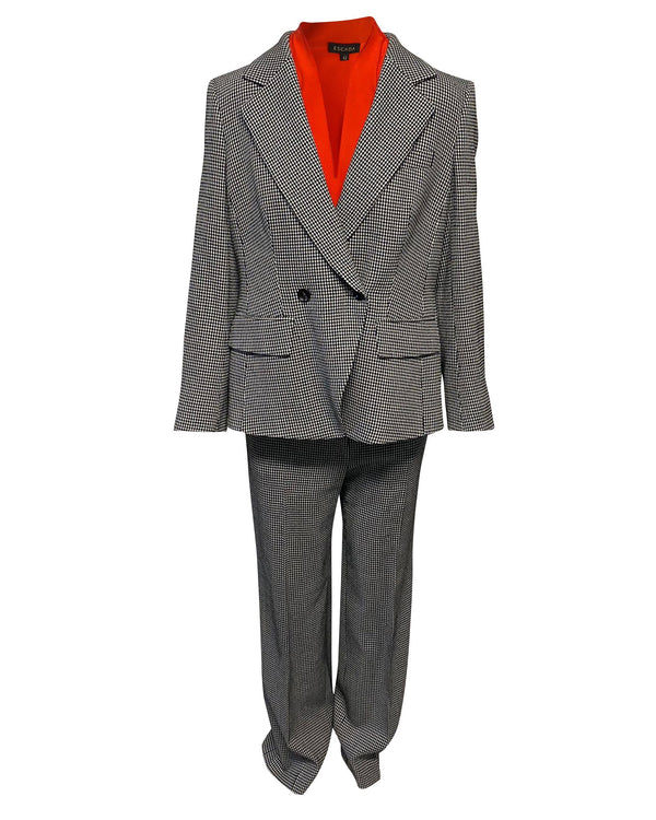 Women's Escada Checkered Pantsuit Set with Blouse