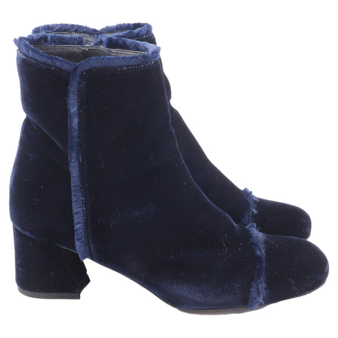 Women's Stuart Weitzman Raw-Edge Trim Boots in Blue Velvet