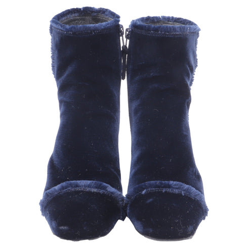 Women's Stuart Weitzman Raw-Edge Trim Boots in Blue Velvet