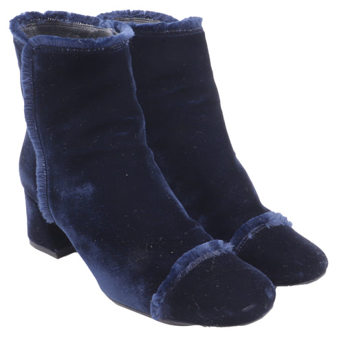 Women's Stuart Weitzman Raw-Edge Trim Boots in Blue Velvet