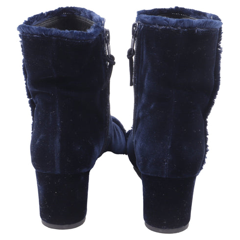 Women's Stuart Weitzman Raw-Edge Trim Boots in Blue Velvet
