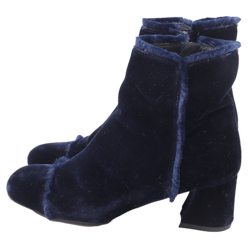 Women's Stuart Weitzman Raw-Edge Trim Boots in Blue Velvet