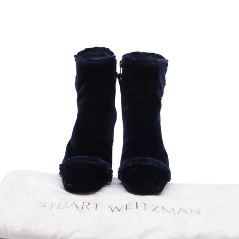 Women's Stuart Weitzman Raw-Edge Trim Boots in Blue Velvet