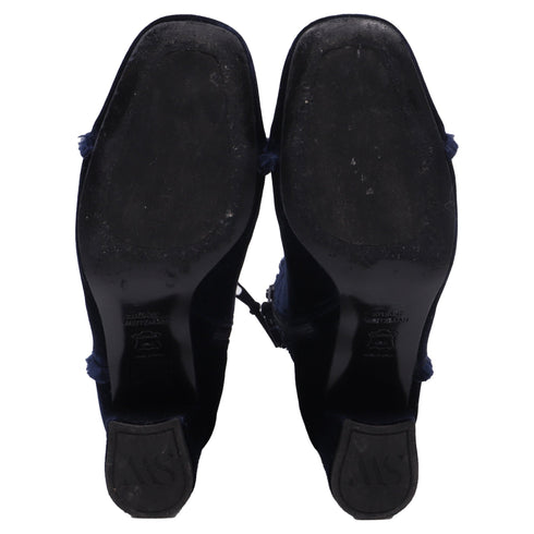 Women's Stuart Weitzman Raw-Edge Trim Boots in Blue Velvet
