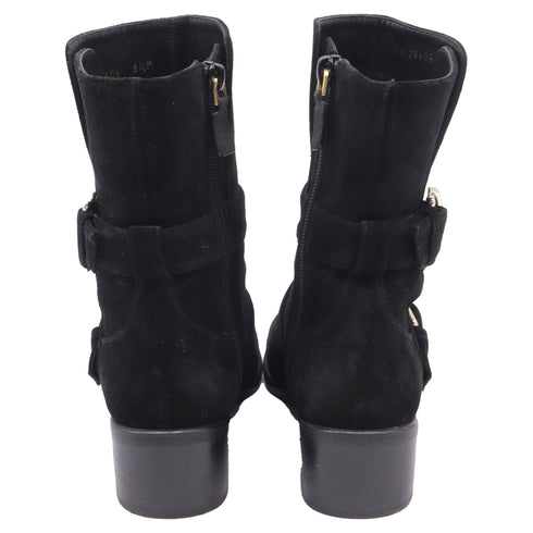 Women's Stuart Weitzman Britain Buckle Ankle Boots In Brown Suede