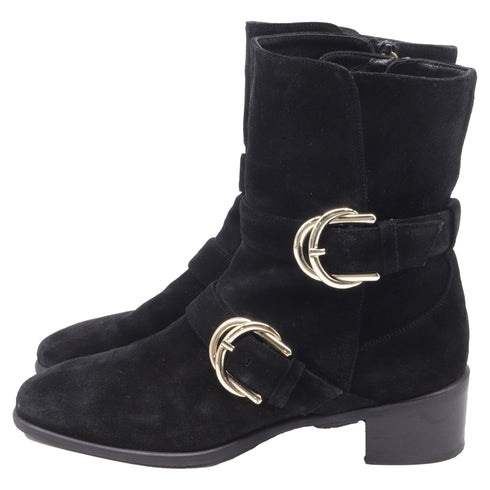 Women's Stuart Weitzman Britain Buckle Ankle Boots In Brown Suede