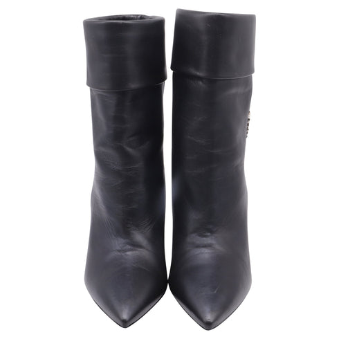 Women's Saint Laurent Niki 85 Wedge Ankle Boots in Black Leather