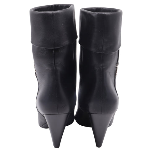 Women's Saint Laurent Niki 85 Wedge Ankle Boots in Black Leather