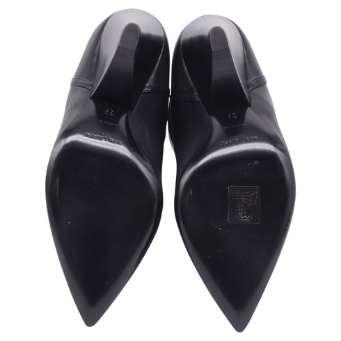 Women's Saint Laurent Niki 85 Wedge Ankle Boots in Black Leather