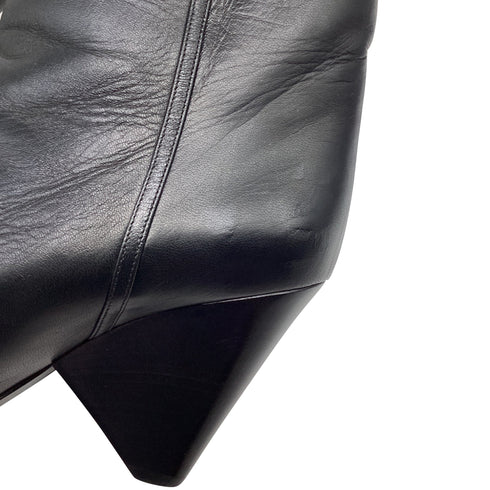 Women's Saint Laurent Niki 85 Wedge Ankle Boots in Black Leather