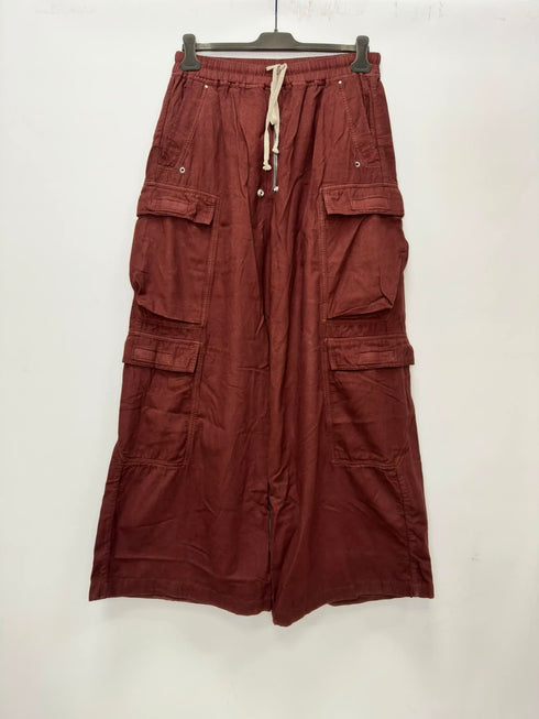 Men's Rick Owens Double Jumbo Belas Cargo Pants in Red Cotton