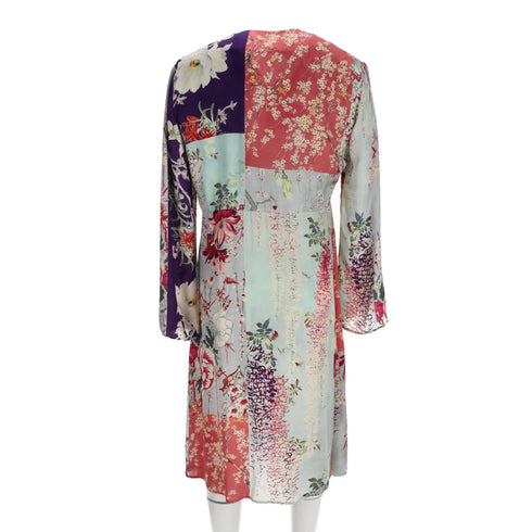 Women's Etro Floral Print V-neck Dress In Blue Viscose