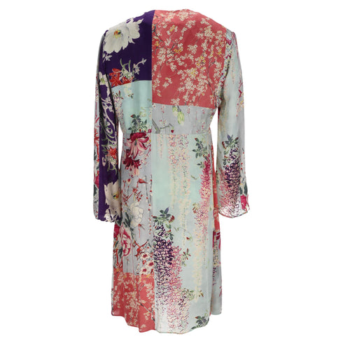 Women's Etro Floral Print V-neck Dress In Blue Viscose