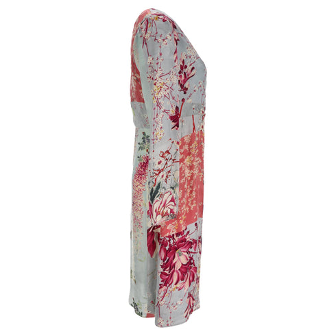 Women's Etro Floral Print V-neck Dress In Blue Viscose