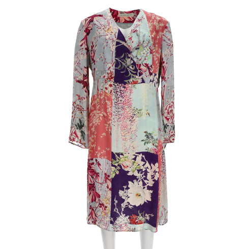 Women's Etro Floral Print V-neck Dress In Blue Viscose