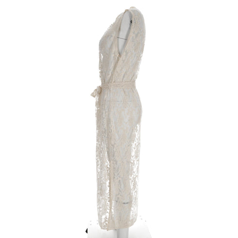 Women's Zimmermann Lace Midi Dress in White Nylon