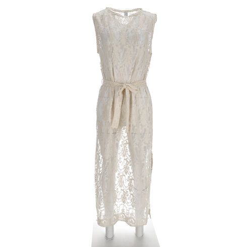 Women's Zimmermann Lace Midi Dress in White Nylon