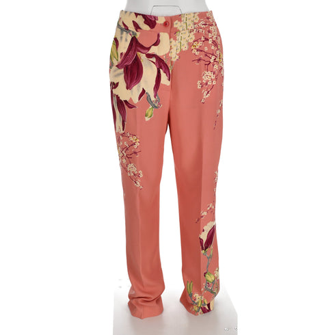 Women's Etro Floral Printed Pants in Pink Viscose