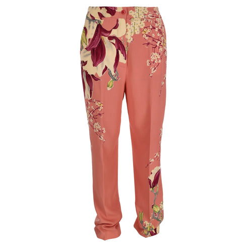 Women's Etro Floral Printed Pants in Pink Viscose