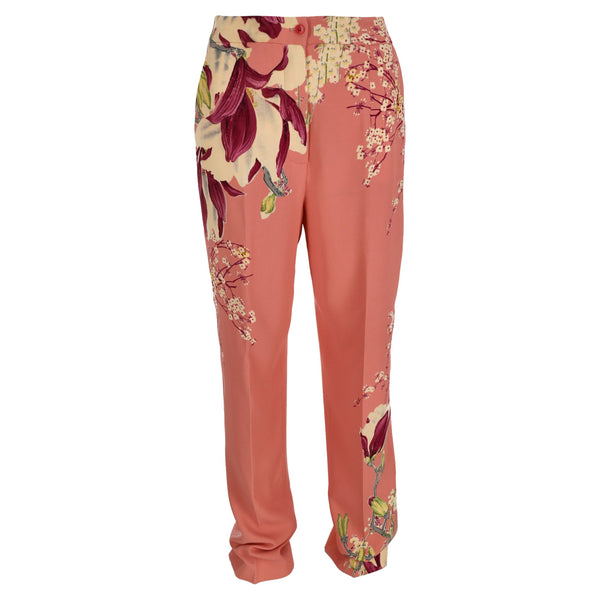 Women's Etro Floral Printed Pants in Pink Viscose