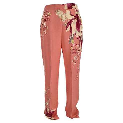 Women's Etro Floral Printed Pants in Pink Viscose