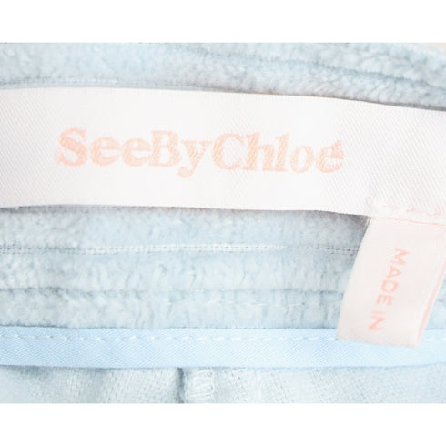 Women's See by Chloé Corduroy Cropped Pants in Light Blue Cotton