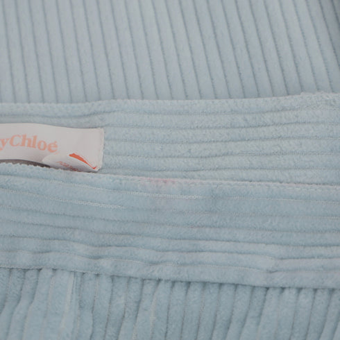 Women's See by Chloé Corduroy Cropped Pants in Light Blue Cotton