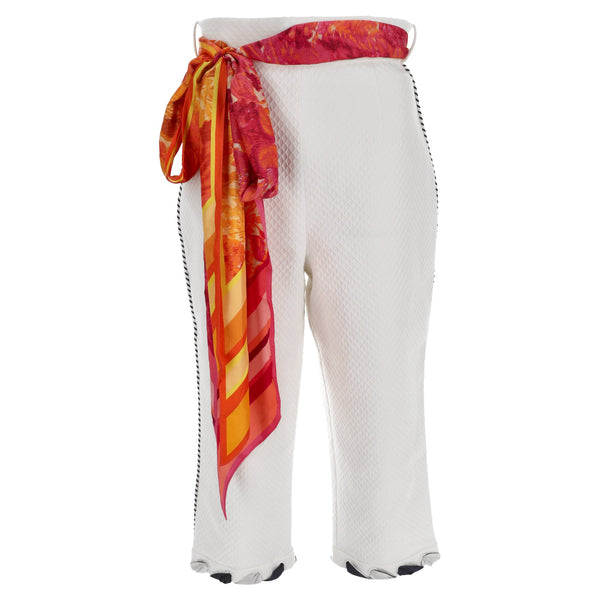 Women's Zimmermann Belted Straight-Leg Cropped Pants in White Cotton
