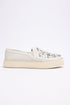 Women's Stuart Weitzman Decor Embellished Slip-On Platform Sneakers in White Leather
