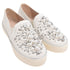 Women's Stuart Weitzman Decor Embellished Slip-On Platform Sneakers in White Leather
