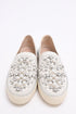Women's Stuart Weitzman Decor Embellished Slip-On Platform Sneakers in White Leather
