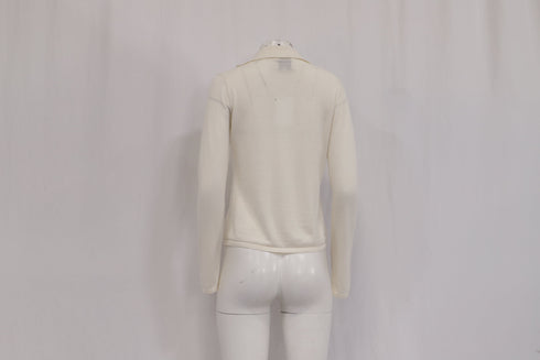 Women's Reformation Polo Sweater in Cream Merino Wool