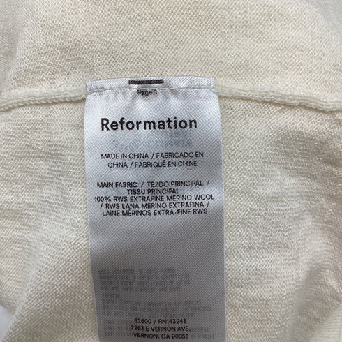 Women's Reformation Polo Sweater in Cream Merino Wool